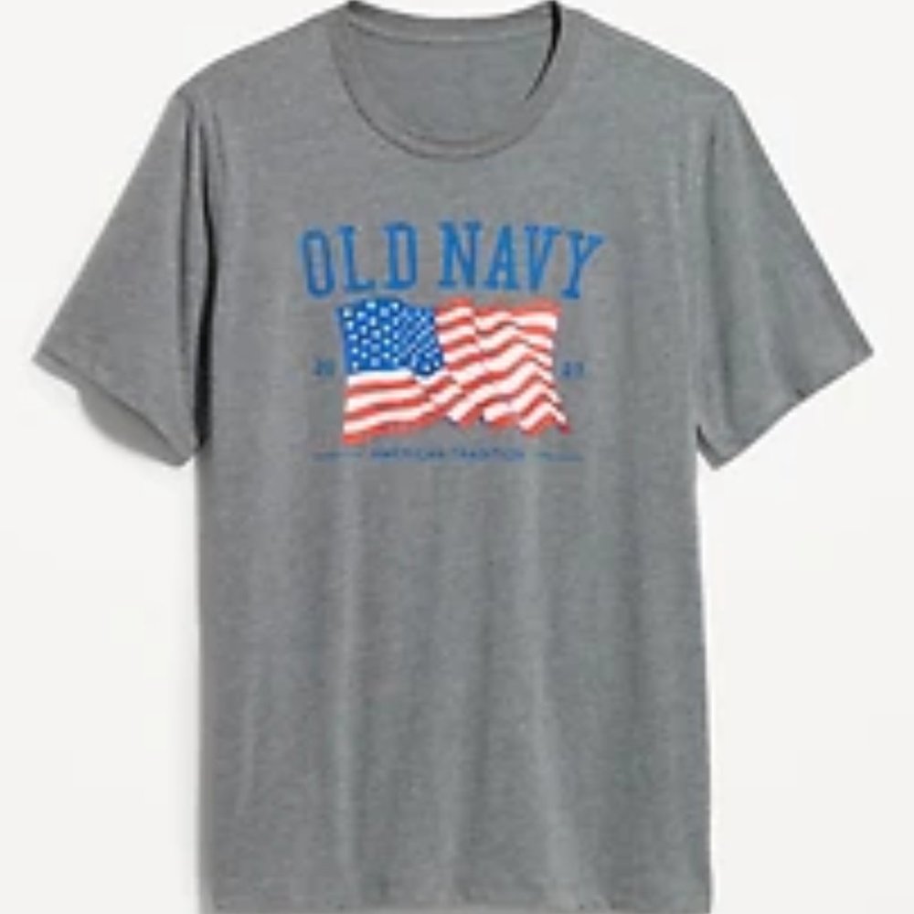 NWT OLD NAVY Matching "Old Navy" Flag T-Shirt for Men (Small) Gray